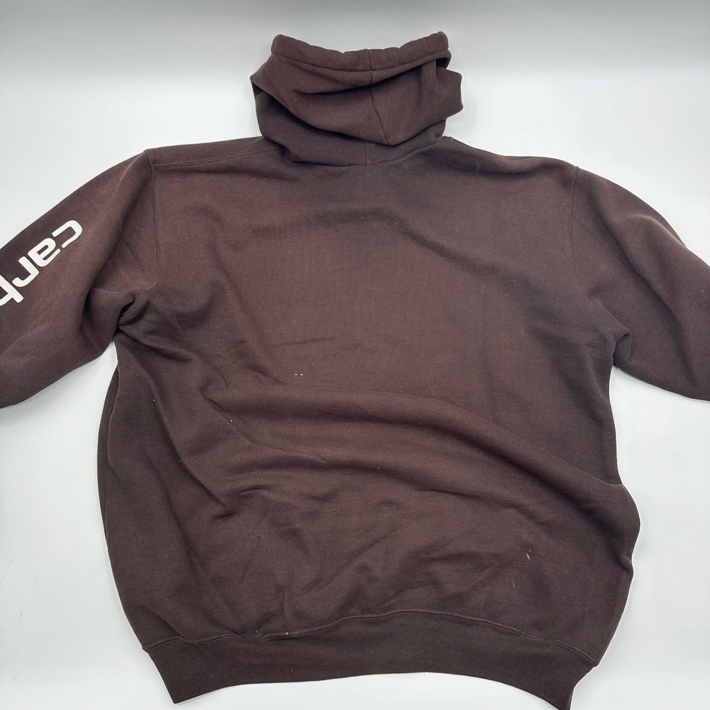 Carhartt K288 DKB Mens Large Brown Midweight Logo Sleeve Hoodie Thrashed READ - Picture 9 of 10